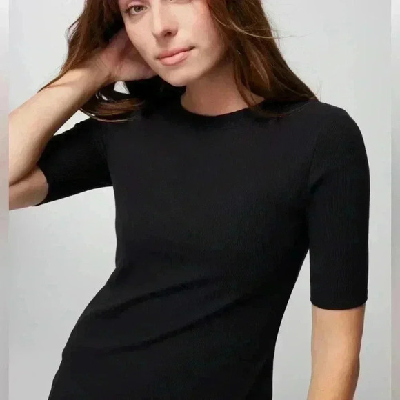 Soma Ribbed Crewneck Bra Tee T-Shirt Black Size Large NWT - Picture 4 of 10